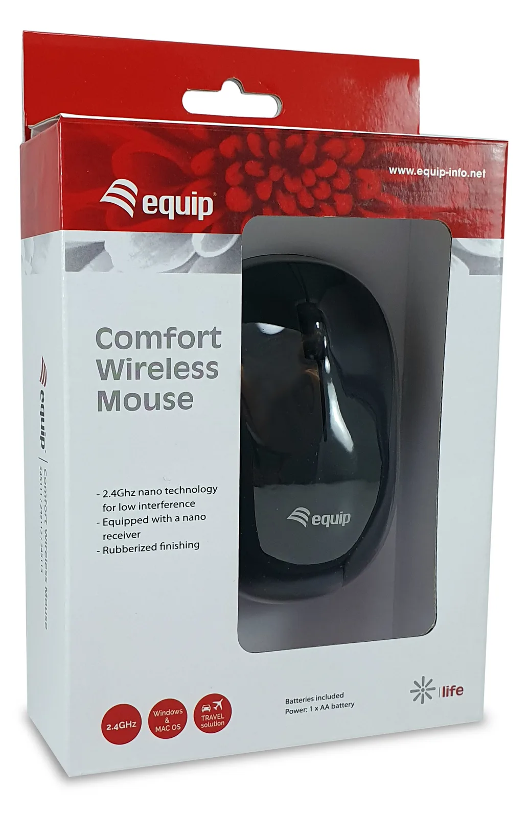Equip Kabellose komfort-maus - Beidhändig - Optisch - RF Wireless - Schwarz, Ansicht 3