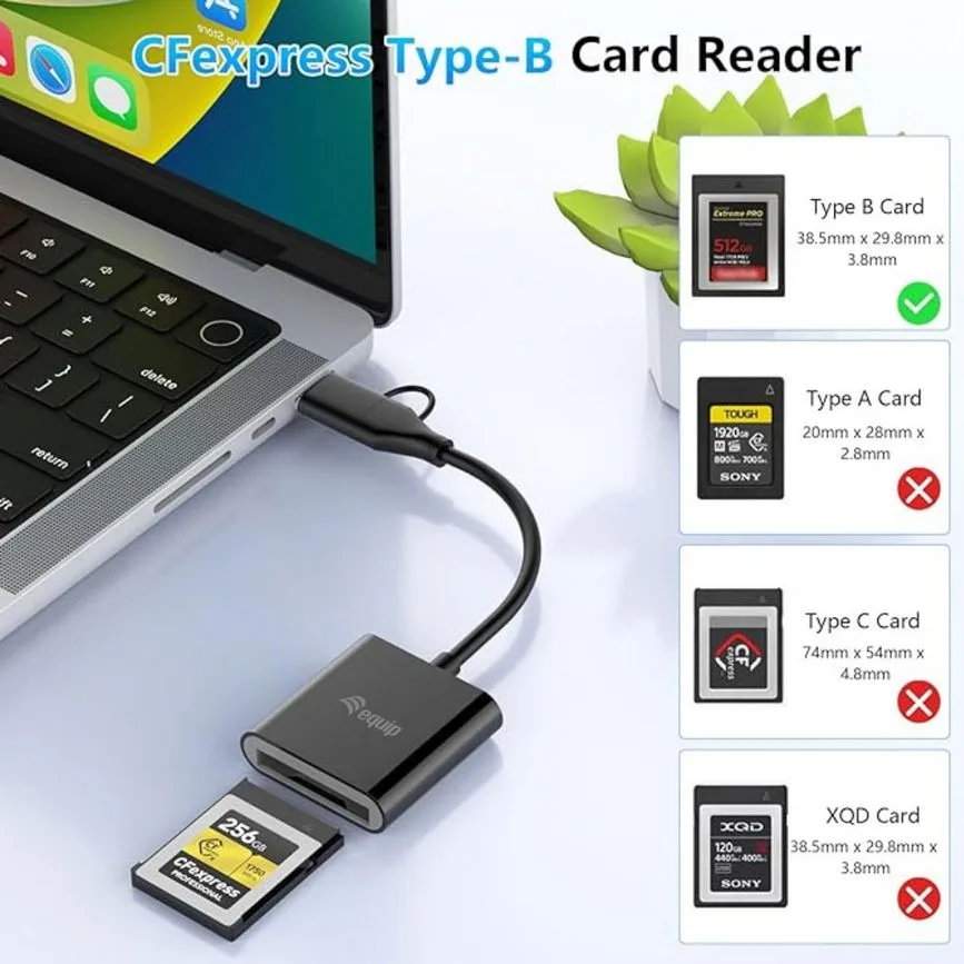 Equip Kartenleser CFexpress Type B USB-C/-A Adapt. 10Gbps - CF Express Typ A - CF Express Typ B, Ansicht 3