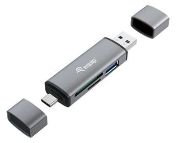 Equip Kartenleser mit USB 3.0-Hub - OTG - MicroSD (TransFlash) - MicroSDHC - SD - SDHC - Grau - CE & RoHS von LumaTech
