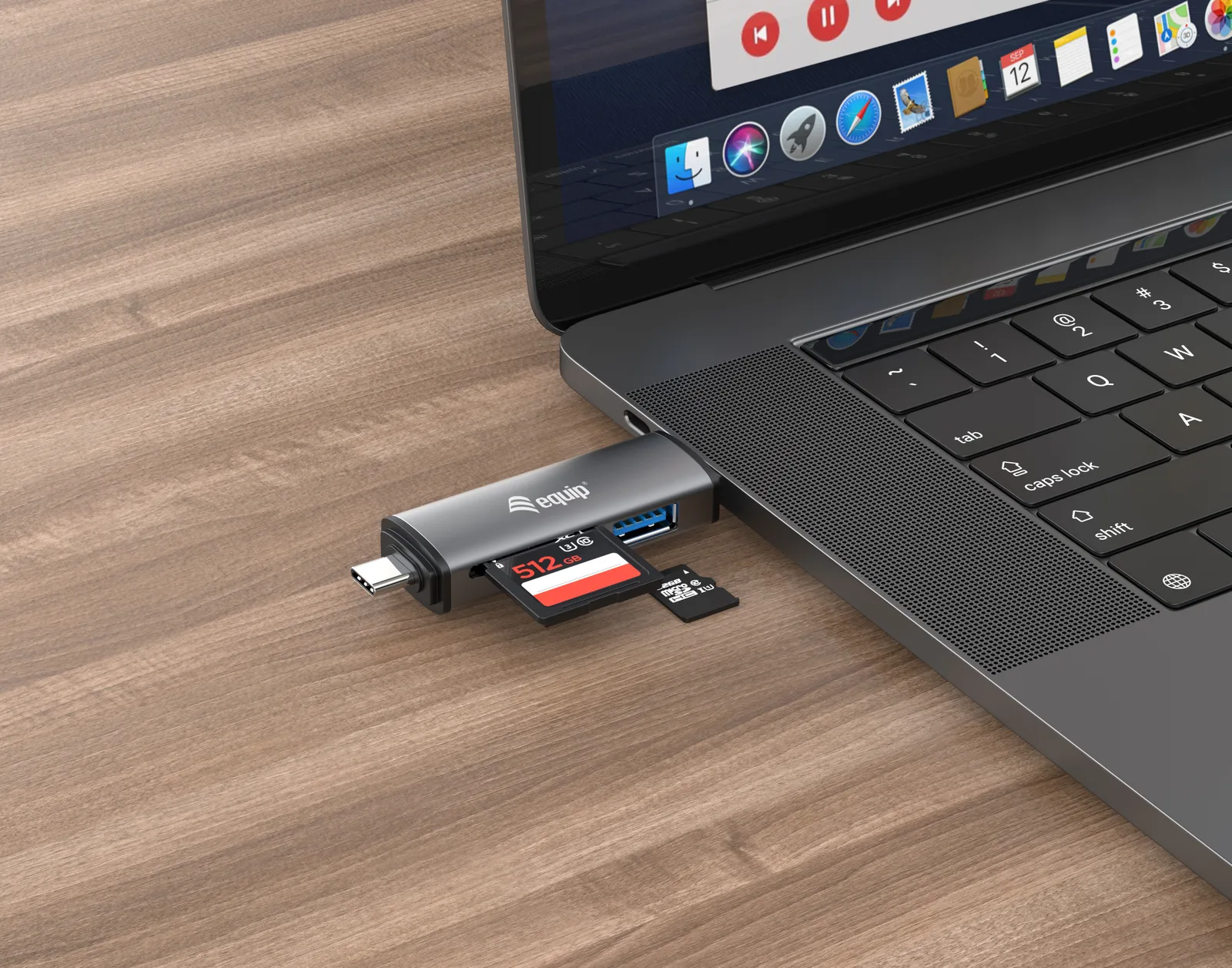 Equip Kartenleser mit USB 3.0-Hub - OTG - MicroSD (TransFlash) - MicroSDHC - SD - SDHC - Grau - CE & RoHS, Ansicht 3