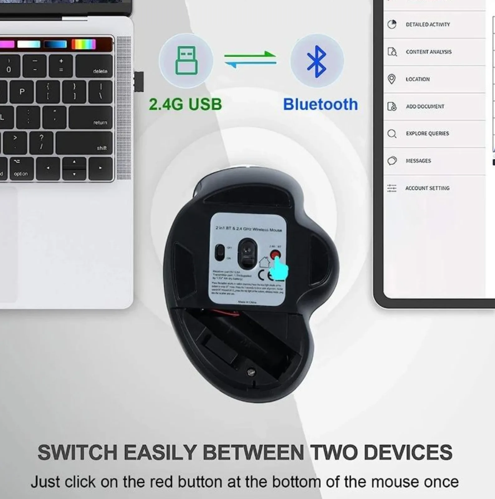 Equip Komfortmaus Wireless Dual Mode 6Btn Rechts schwarz, Ansicht 3