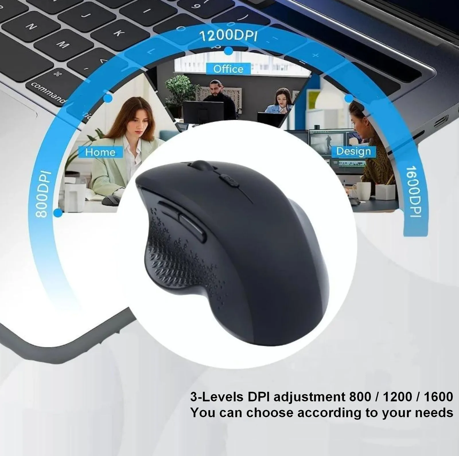 Equip Komfortmaus Wireless Dual Mode 6Btn Rechts schwarz, Ansicht 4