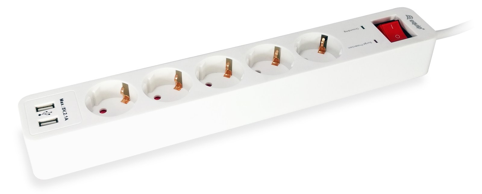 Equip Life - Version 1 - Steckdosenleiste - Wechselstrom 250 V - 3500 Watt - Eingang Typ F - (2 x USB, 5 x Strom Typ F)