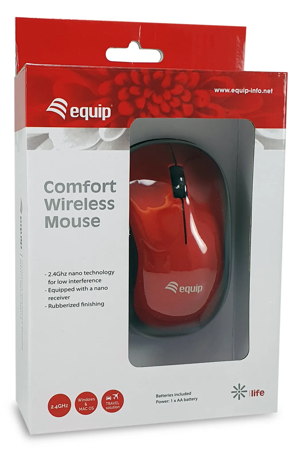 Equip Maus - Komfort - rechts- und linkshändig - optisch - kabellos - 2.4 GHz - kabelloser Empfänger (USB), Ansicht 2