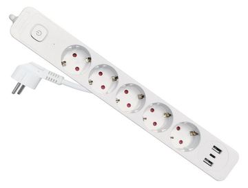 Equip Steckdosenleiste CEE7/7 90°->5xSchuko/2xUSBA/USBC - Steckdosenleiste von LumaTech