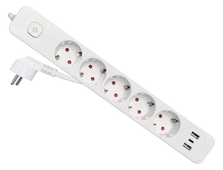 Equip Steckdosenleiste CEE7/7 90°->5xSchuko/2xUSBA/USBC - Steckdosenleiste