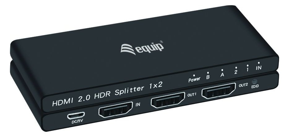 Equip Ultra-Slim 2-Port HDMI 2.0 Splitter - HDMI - 2x HDMI - 3840 x 2160 Pixel - Schwarz - Aluminium - 4K Ultra HD