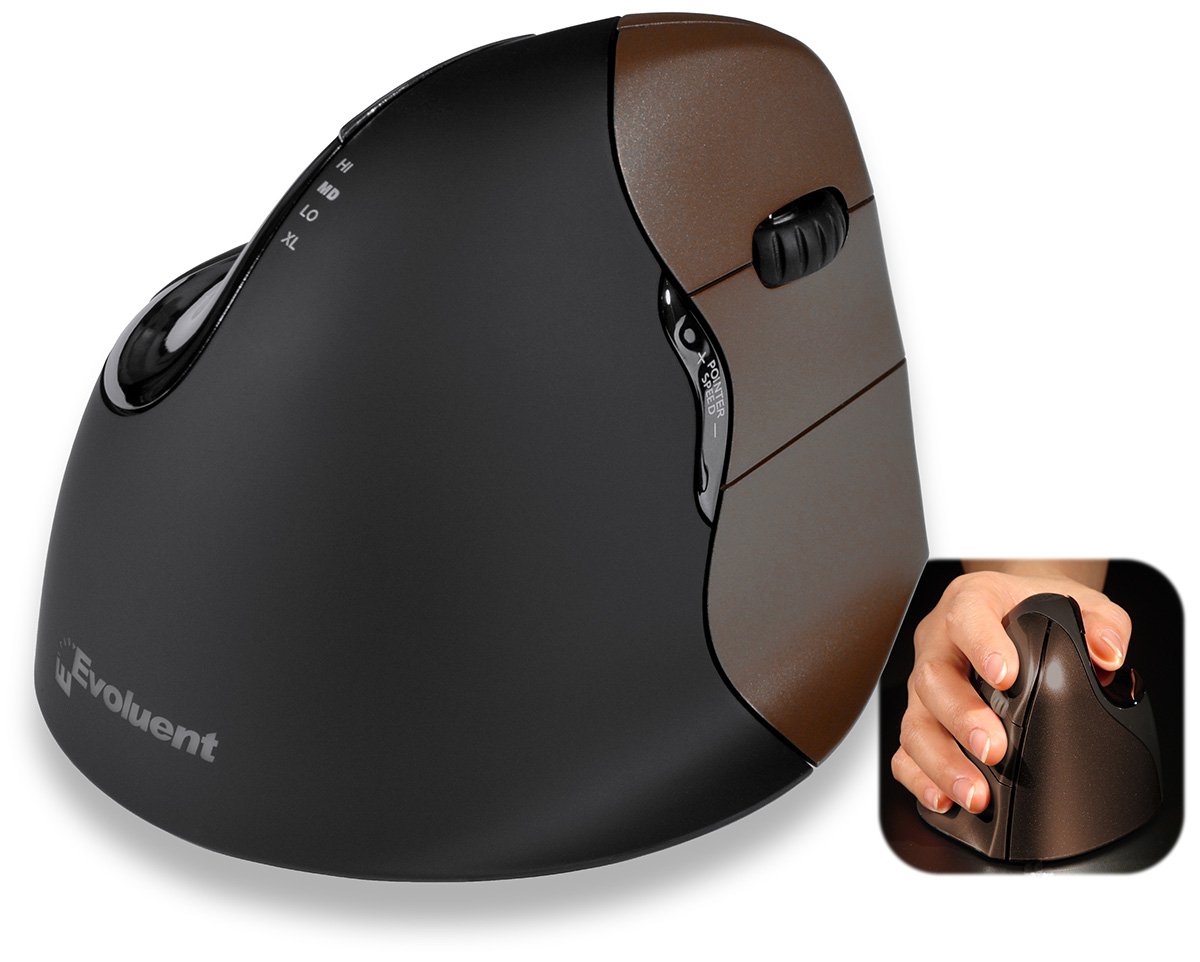 Evoluent VerticalMouse 4 Small - Vertical mouse - Für Rechtshänder - optisch - 6 Tasten - kabellos - 2.4 GHz