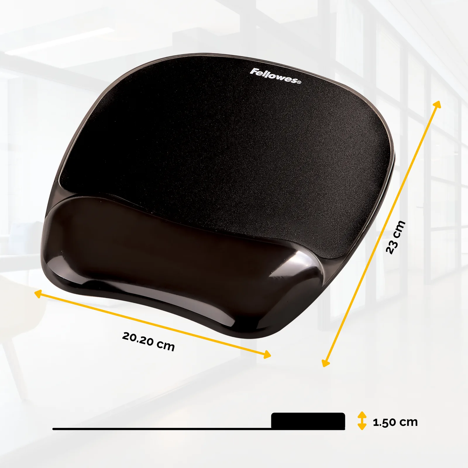 Fellowes Gel Crystals - Mauspad mit Handgelenkpolsterkissen - Schwarz, Ansicht 2