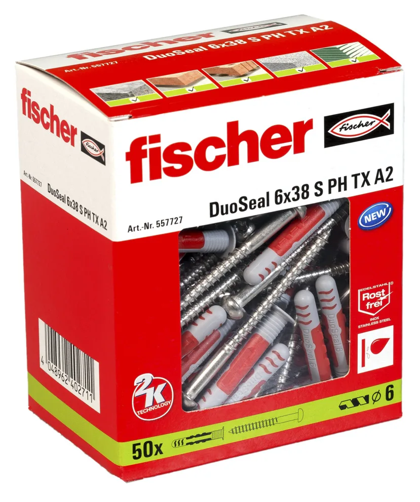 fischer DuoSeal - Dübel - Nylon - Grau - Rot - 3,8 cm - 6 mm - 50 Stück(e), Ansicht 4