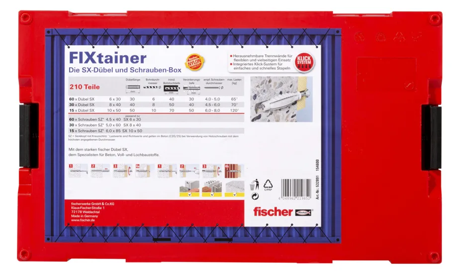 fischer Fisher-Price FIXtainer - Schraubensatz - Allgemeiner Nutzen - Schwarz - Grau - Rot - Silber... - 210 Stück(e), Ansicht 2