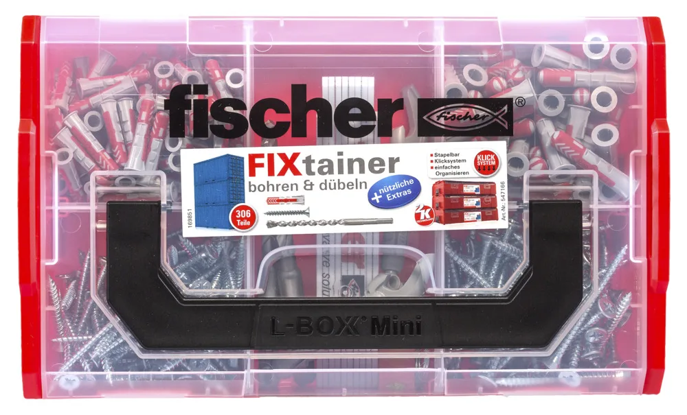 fischer FIXtainer 306 - Schrauben- & Dübelsatz - Beton - Grau - 150 Stück(e) - Box, Ansicht 4