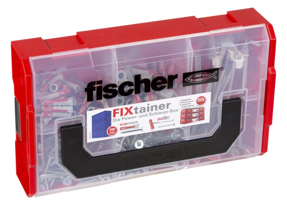 fischer FIXtainer-DUOPOWER/DUOTEC 200 - Spreizdübel - Beton - Metall - Grau - Rot - 90 Stück(e) - Box