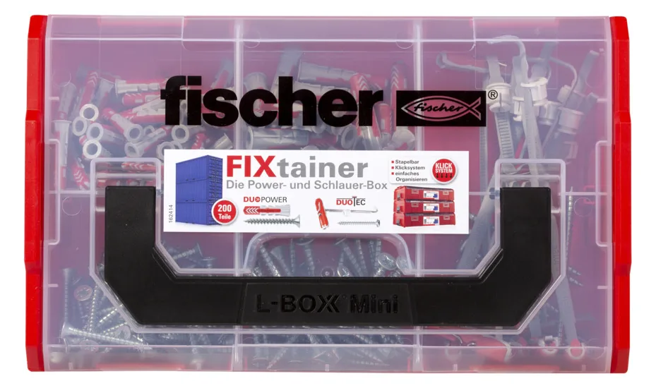 fischer FIXtainer-DUOPOWER/DUOTEC 200 - Spreizdübel - Beton - Metall - Grau - Rot - 90 Stück(e) - Box, Ansicht 2