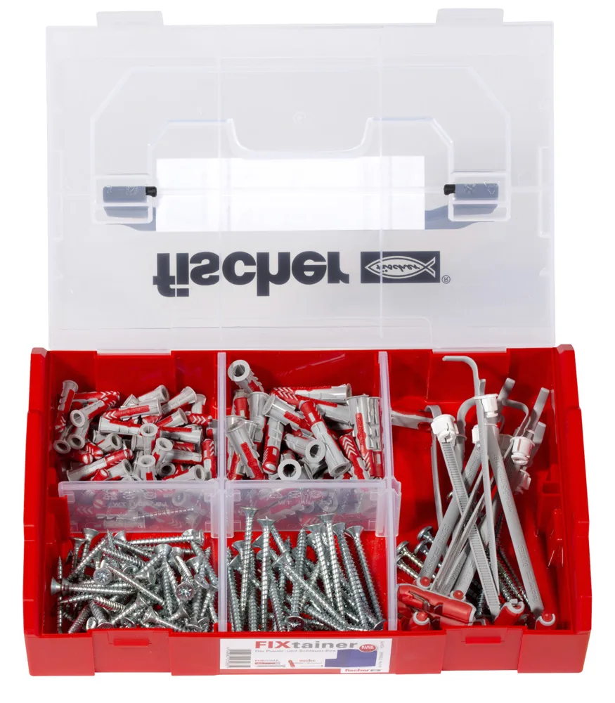 fischer FIXtainer-DUOPOWER/DUOTEC 200 - Spreizdübel - Beton - Metall - Grau - Rot - 90 Stück(e) - Box, Ansicht 3
