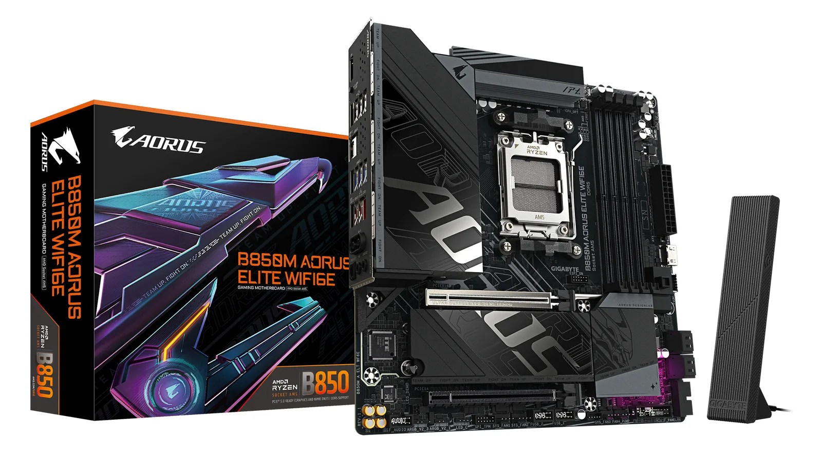 Gigabyte AORUS B850M ELITE WIFI6E - Motherboard - micro ATX - Socket AM5 - AMD B850 Chipsatz - USB-C 3.2 Gen 2x2…, Ansicht 2