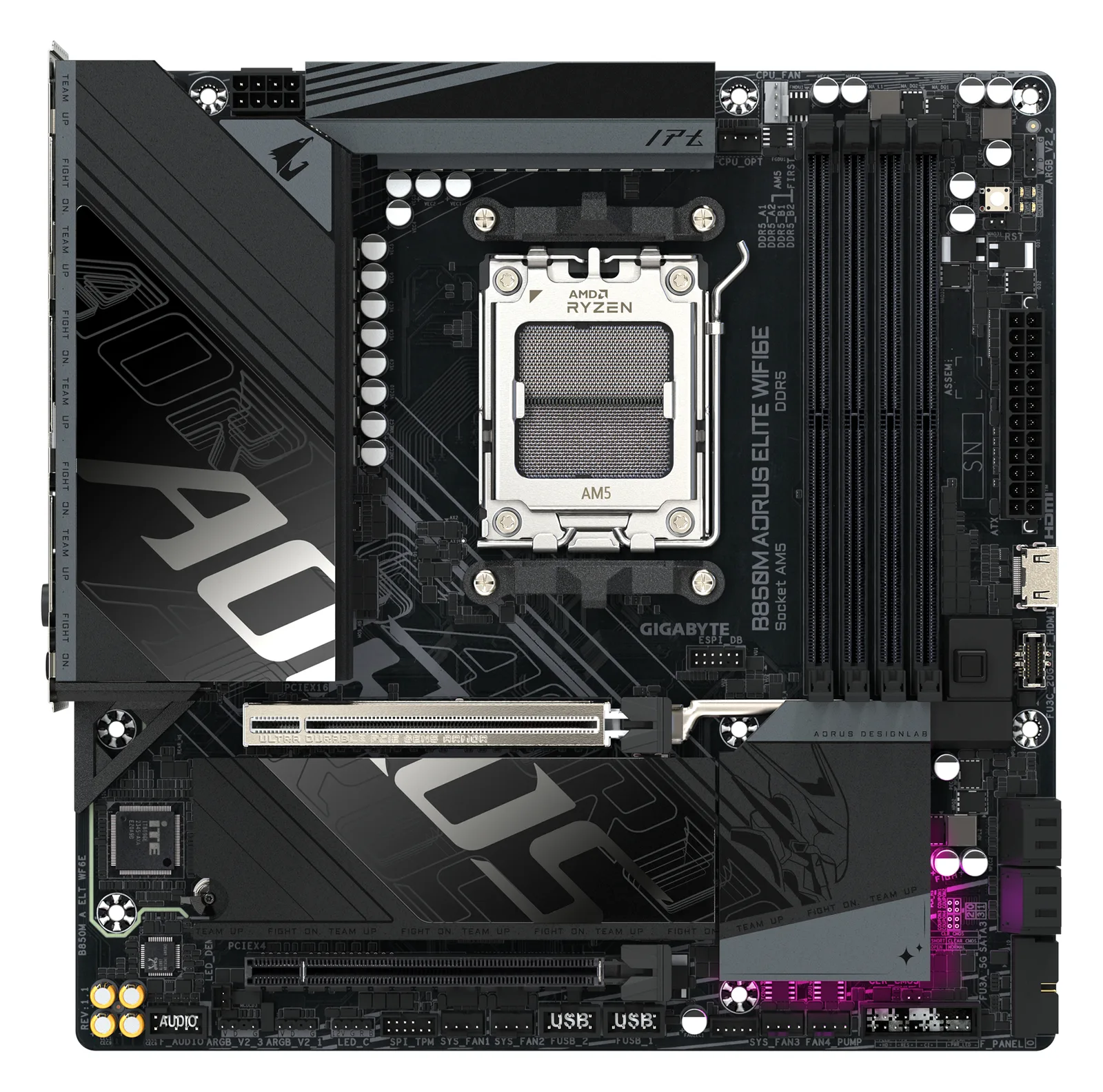 Gigabyte AORUS B850M ELITE WIFI6E - Motherboard - micro ATX - Socket AM5 - AMD B850 Chipsatz - USB-C 3.2 Gen 2x2…, Ansicht 3