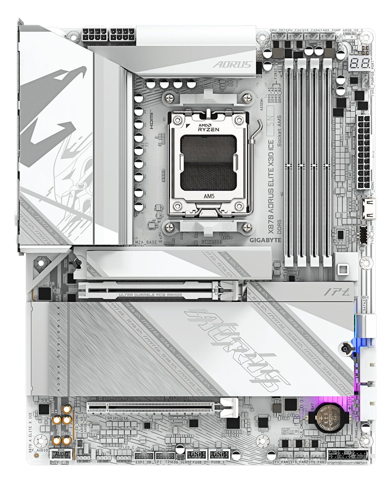 Gigabyte AORUS X870 ELITE X3D ICE - Motherboard - ATX - Socket AM5 - AMD X870 Chipsatz - USB-C 3.2 Gen 2x2… von LumaTech