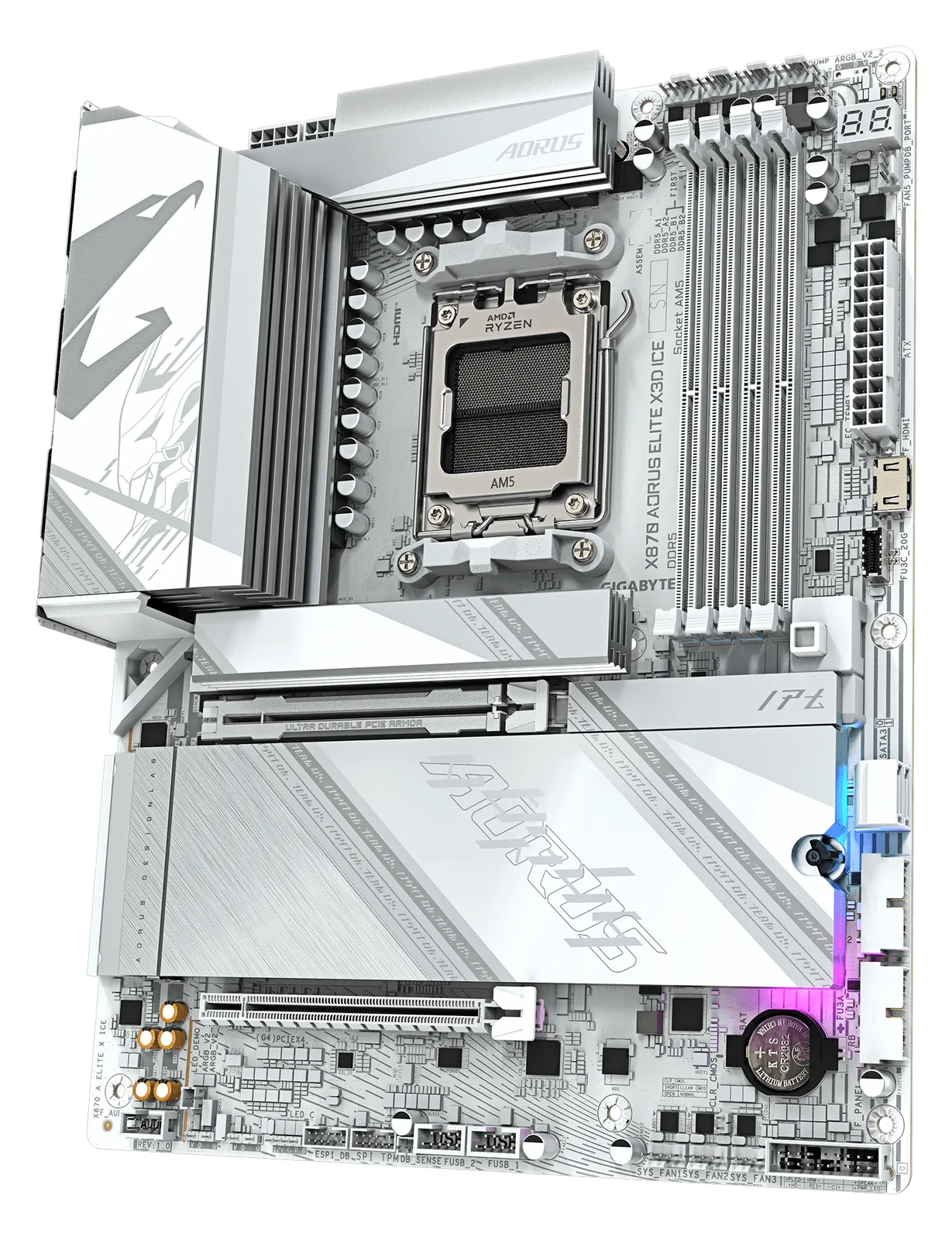 Gigabyte AORUS X870 ELITE X3D ICE - Motherboard - ATX - Socket AM5 - AMD X870 Chipsatz - USB-C 3.2 Gen 2x2…, Ansicht 4