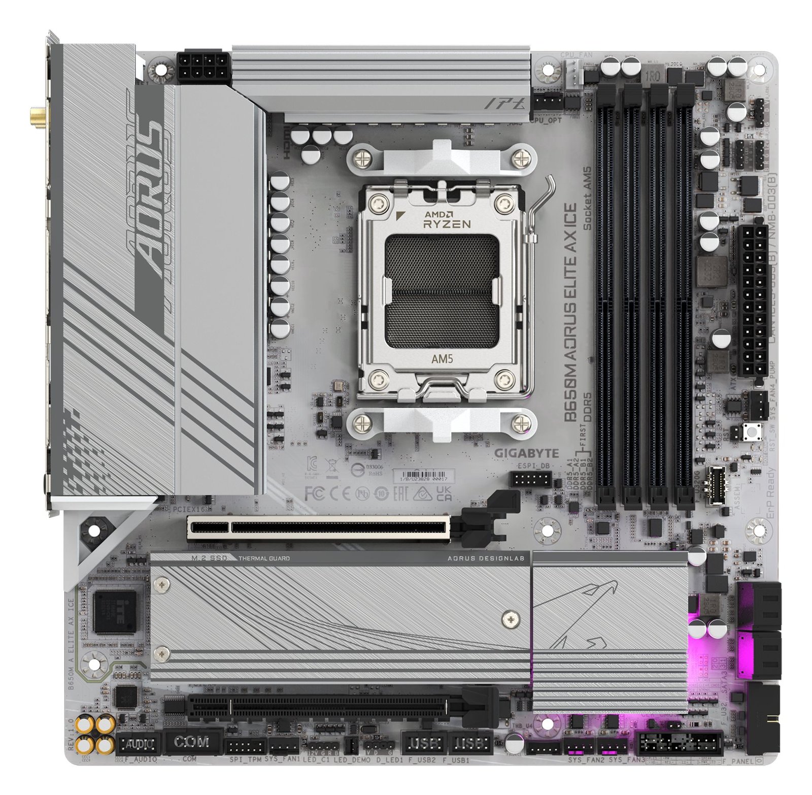 Gigabyte B650M AORUS ELITE AX ICE - Motherboard - micro ATX - Socket AM5 - AMD B650 Chipsatz - USB 3.2 Gen 1, USB 3.2 G von LumaTech