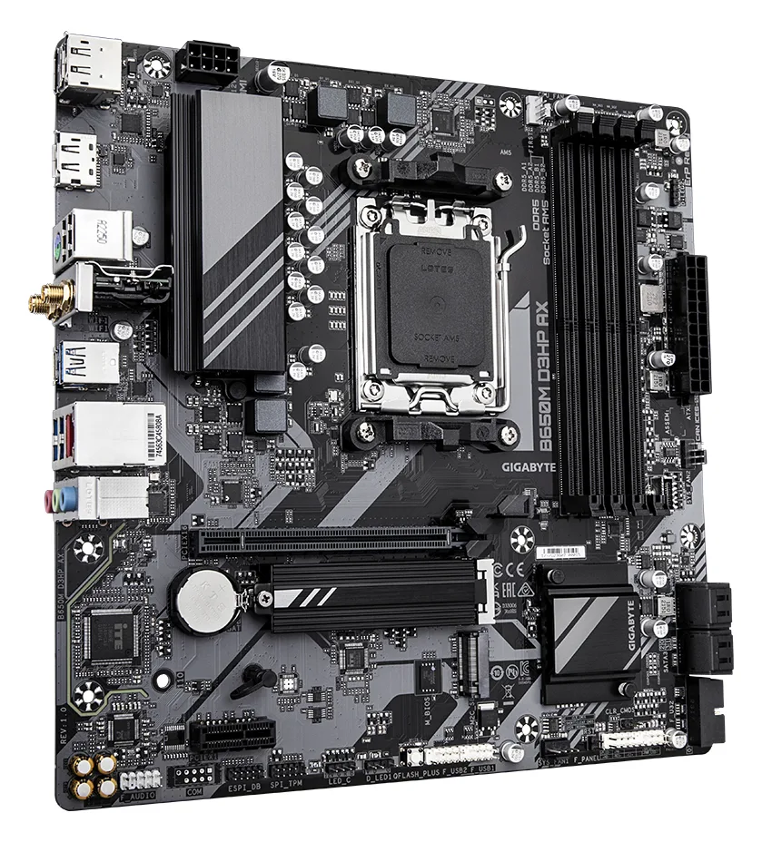 Gigabyte B650M D3HP AX - 1.0 - Motherboard - micro ATX - Socket AM5 - AMD B650 Chipsatz - USB 3.2 Gen 1, Ansicht 2