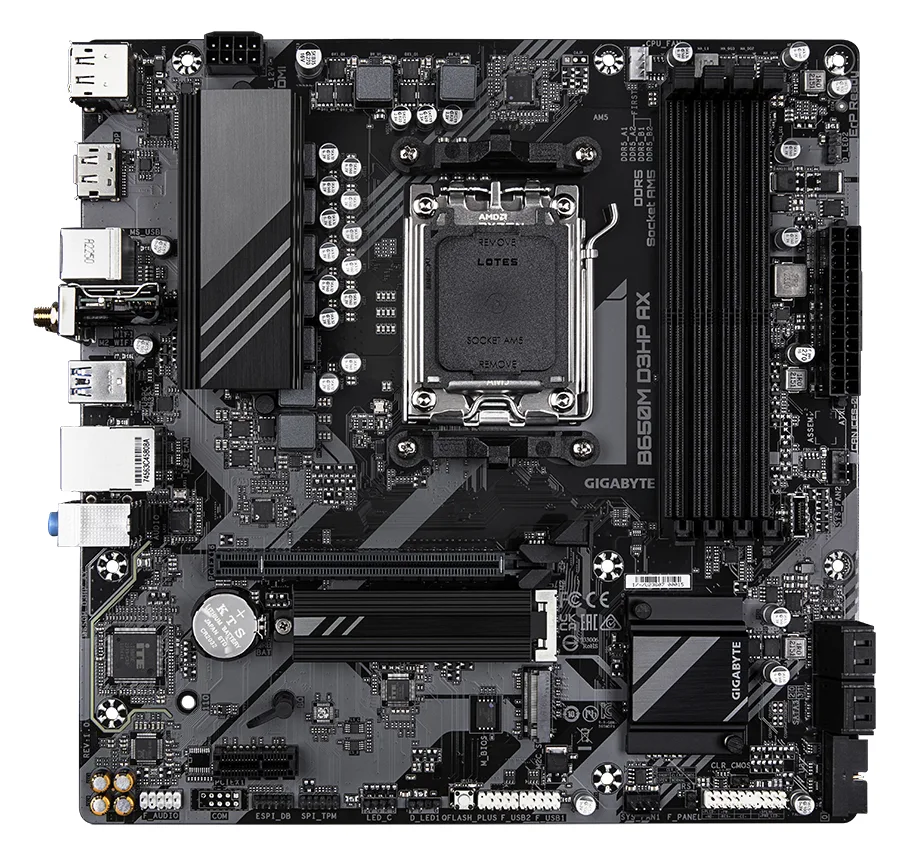 Gigabyte B650M D3HP AX - 1.0 - Motherboard - micro ATX - Socket AM5 - AMD B650 Chipsatz - USB 3.2 Gen 1, Ansicht 3