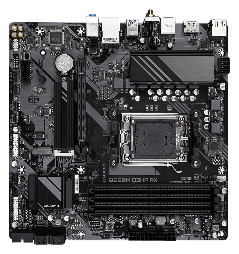 Gigabyte B650M D3HP AX - 1.0 - Motherboard - micro ATX - Socket AM5 - AMD B650 Chipsatz - USB 3.2 Gen 1, Ansicht 4