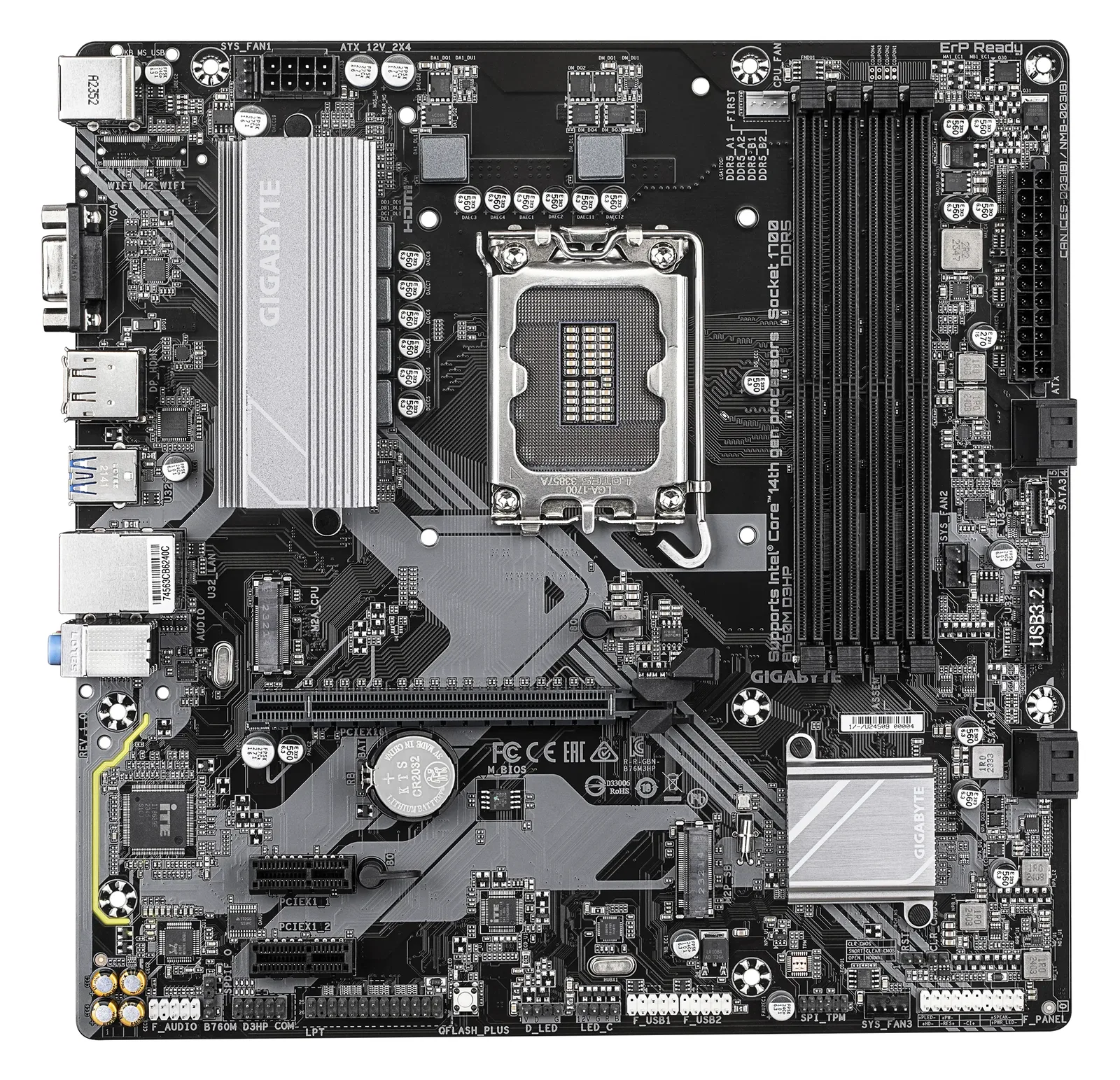 Gigabyte B760M D3HP - Motherboard - micro ATX - LGA1700-Sockel - B760 Chipsatz - USB-C 3.2 Gen 1, USB 3.2 Gen 1, Ansicht 2