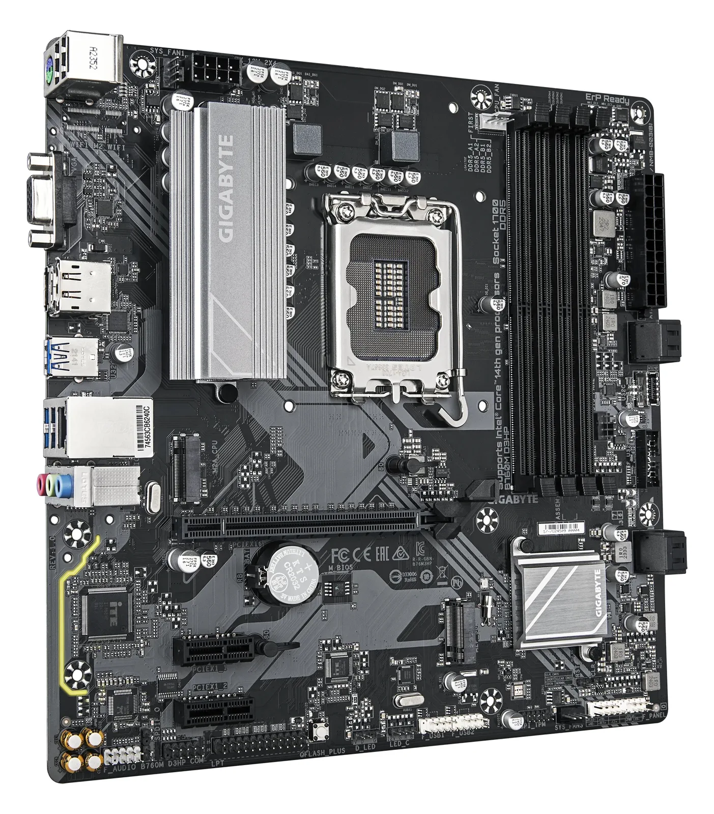 Gigabyte B760M D3HP - Motherboard - micro ATX - LGA1700-Sockel - B760 Chipsatz - USB-C 3.2 Gen 1, USB 3.2 Gen 1, Ansicht 3