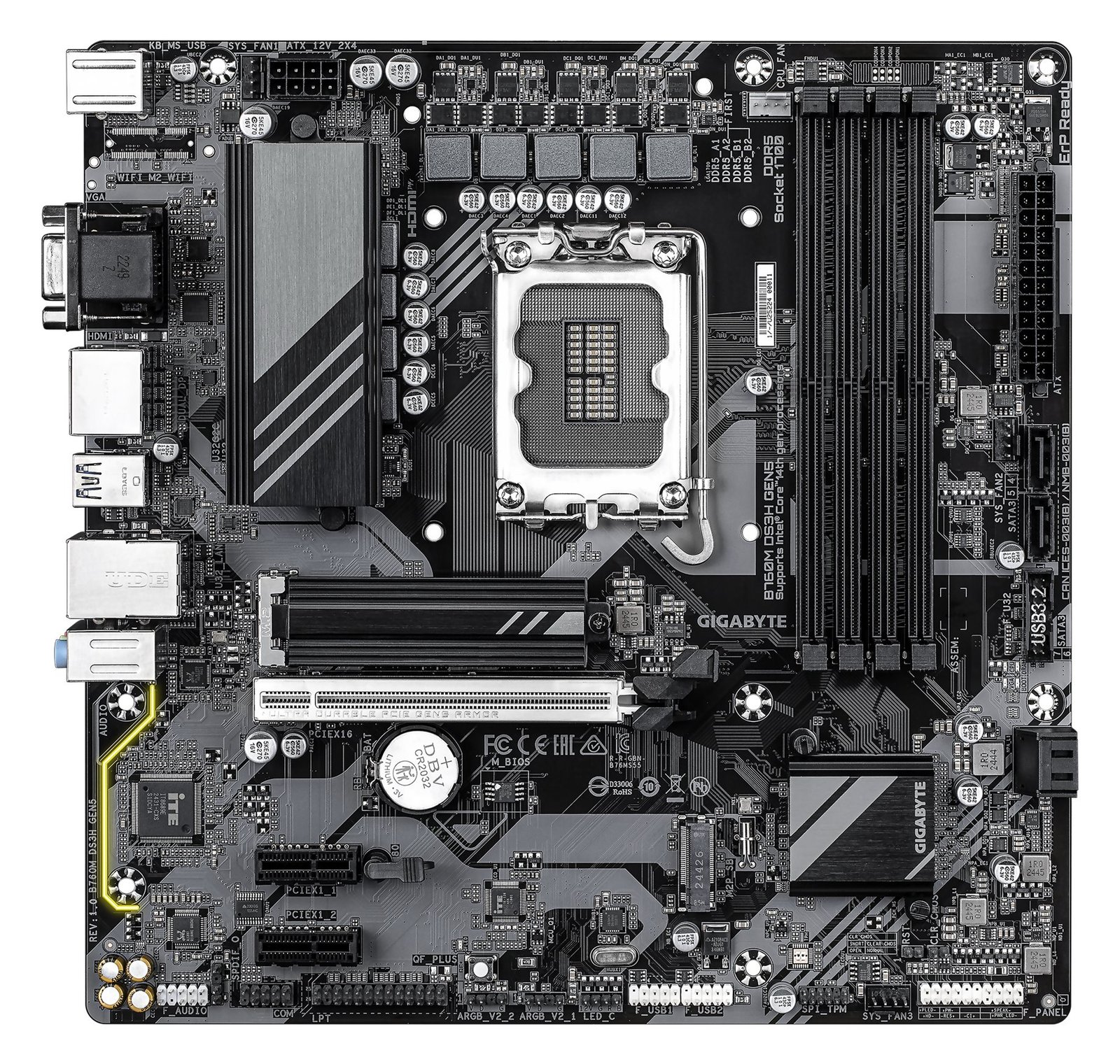 Gigabyte B760M DS3H GEN5 - Motherboard - micro ATX - LGA1700-Sockel - B760 Chipsatz - USB 3.2 Gen 1, USB-C 3.2 Gen2 von LumaTech