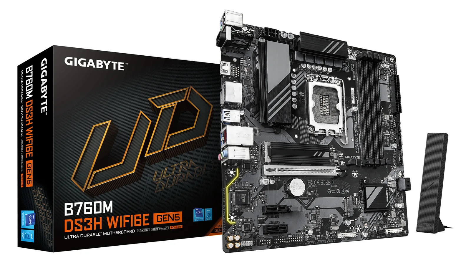 Gigabyte B760M DS3H WIFI6E GEN5 - Motherboard - micro ATX - LGA1700-Sockel - B760 Chipsatz - USB 3.2 Gen 1…, Ansicht 4