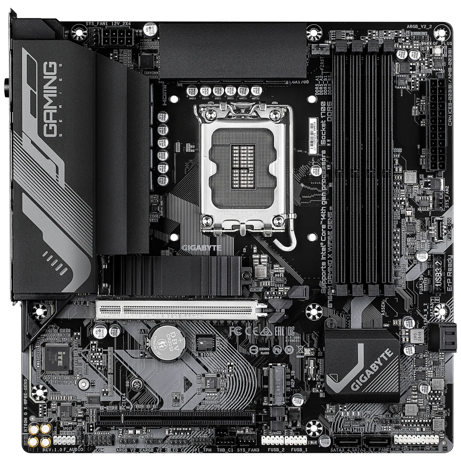 Gigabyte B760M GAMING X WIFI6E GEN5 - Motherboard - micro ATX - LGA1700-Sockel - B760 Chipsatz - USB-C 3.2 Gen2…, Ansicht 2