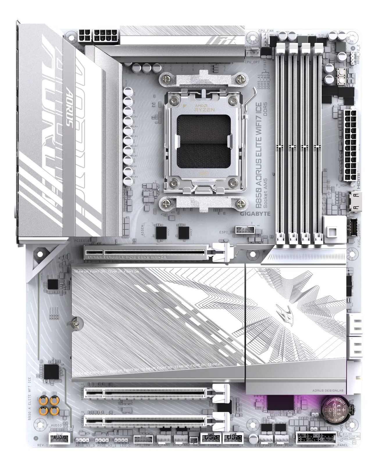Gigabyte B850 AORUS ELITE WF7 ICE ATX Mainboard - AM5 - DDR5, Ansicht 2
