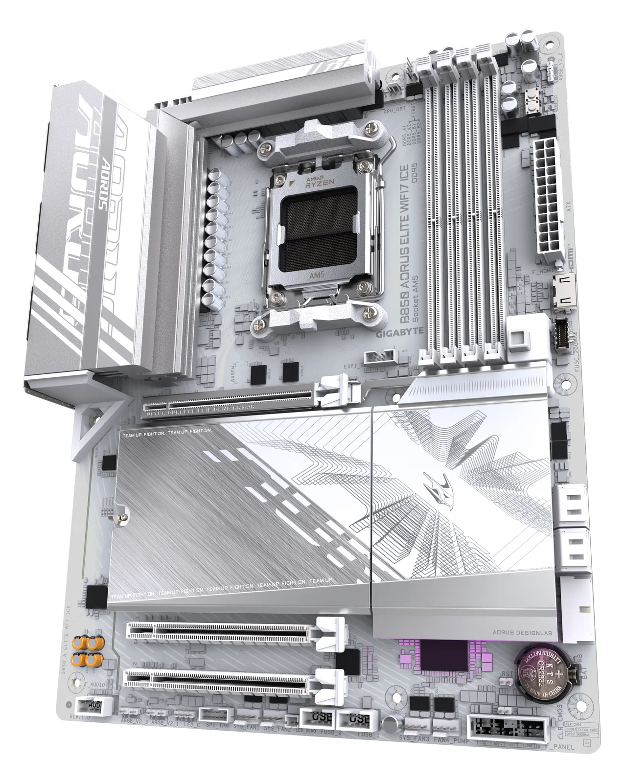 Gigabyte B850 AORUS ELITE WF7 ICE ATX Mainboard - AM5 - DDR5, Ansicht 4