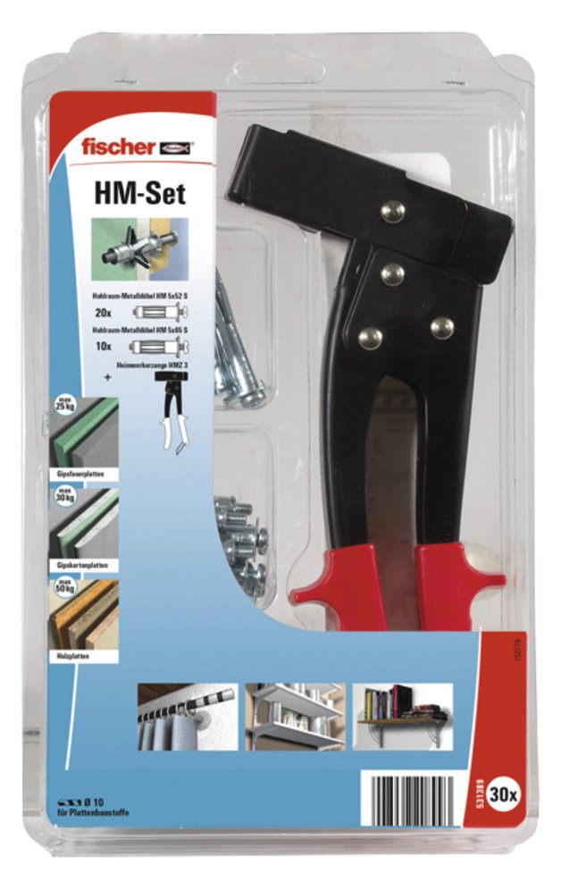 fischer Montage Set Hohlraumbefestigung - Schraubhaken & Dübelsatz - Beton - Schwarz - Rot - Silber - 20 Stück€