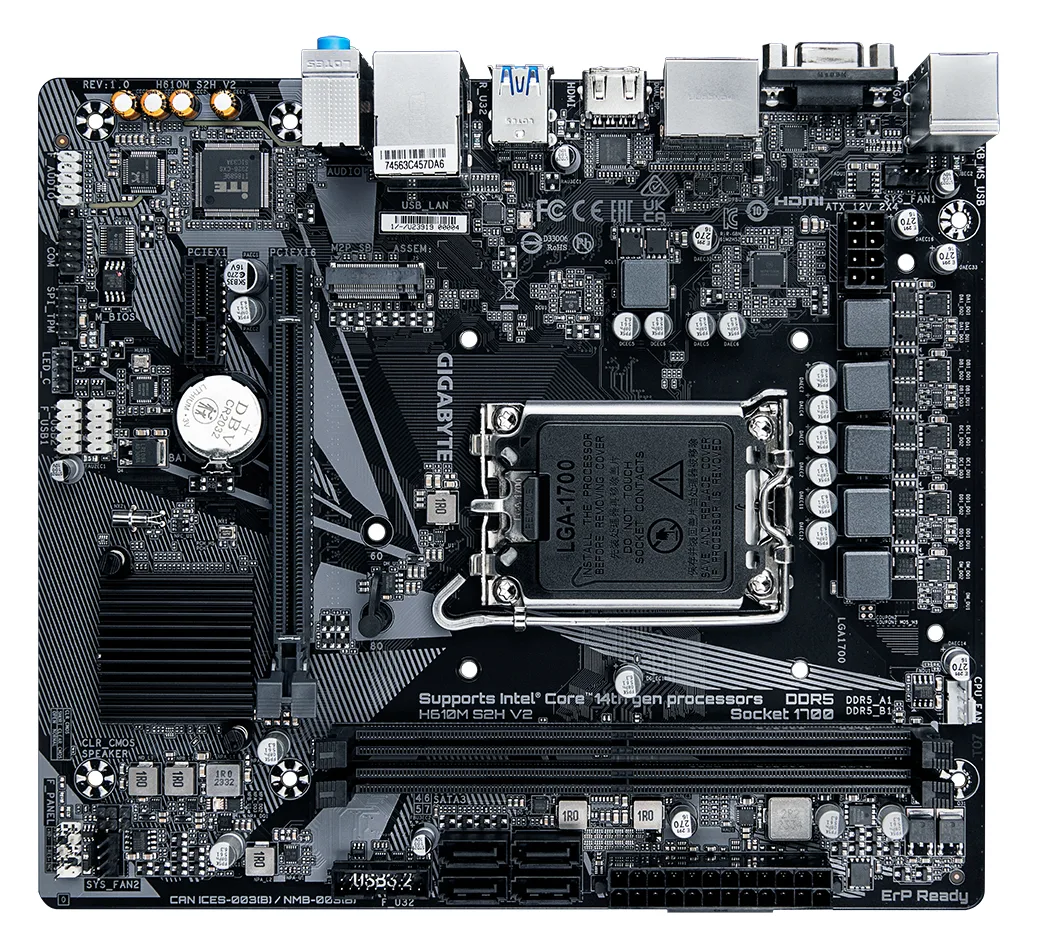 Gigabyte H610M S2H V2 DDR4 - 1.0 - Motherboard - micro ATX - LGA1700-Sockel - H610 Chipsatz - USB 3.2 Gen 1, Ansicht 3