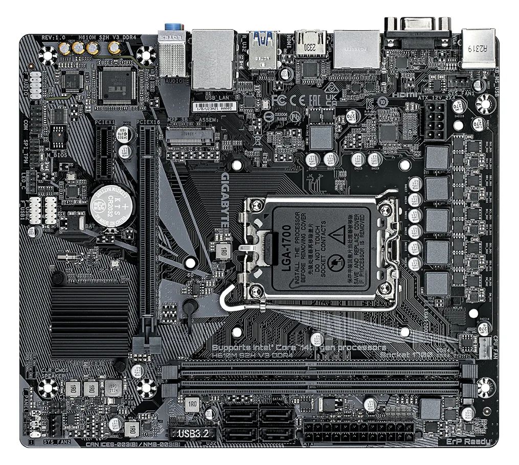 Gigabyte H610M S2H V3 DDR4 - 1.0 - Motherboard - micro ATX - LGA1700-Sockel - H610 Chipsatz - USB 3.2 Gen 1, Ansicht 3