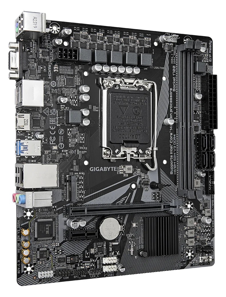 Gigabyte H610M S2H V3 DDR4 - 1.0 - Motherboard - micro ATX - LGA1700-Sockel - H610 Chipsatz - USB 3.2 Gen 1, Ansicht 4