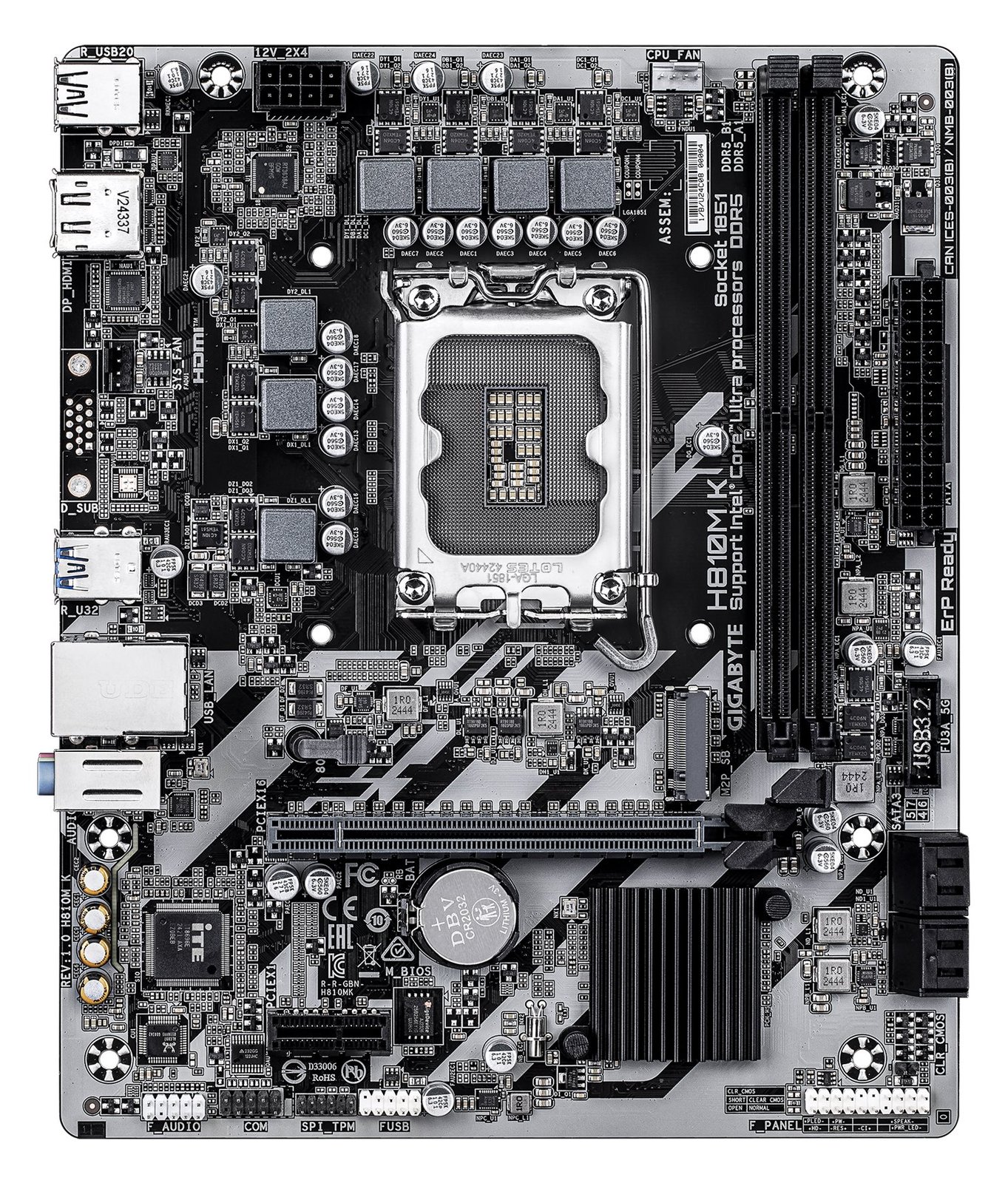 Gigabyte H810M K - Motherboard - micro ATX - LGA1851-Sockel - H810 Chipsatz - USB 3.2 Gen 1 - Gb LAN - Onboard-Grafik von LumaTech