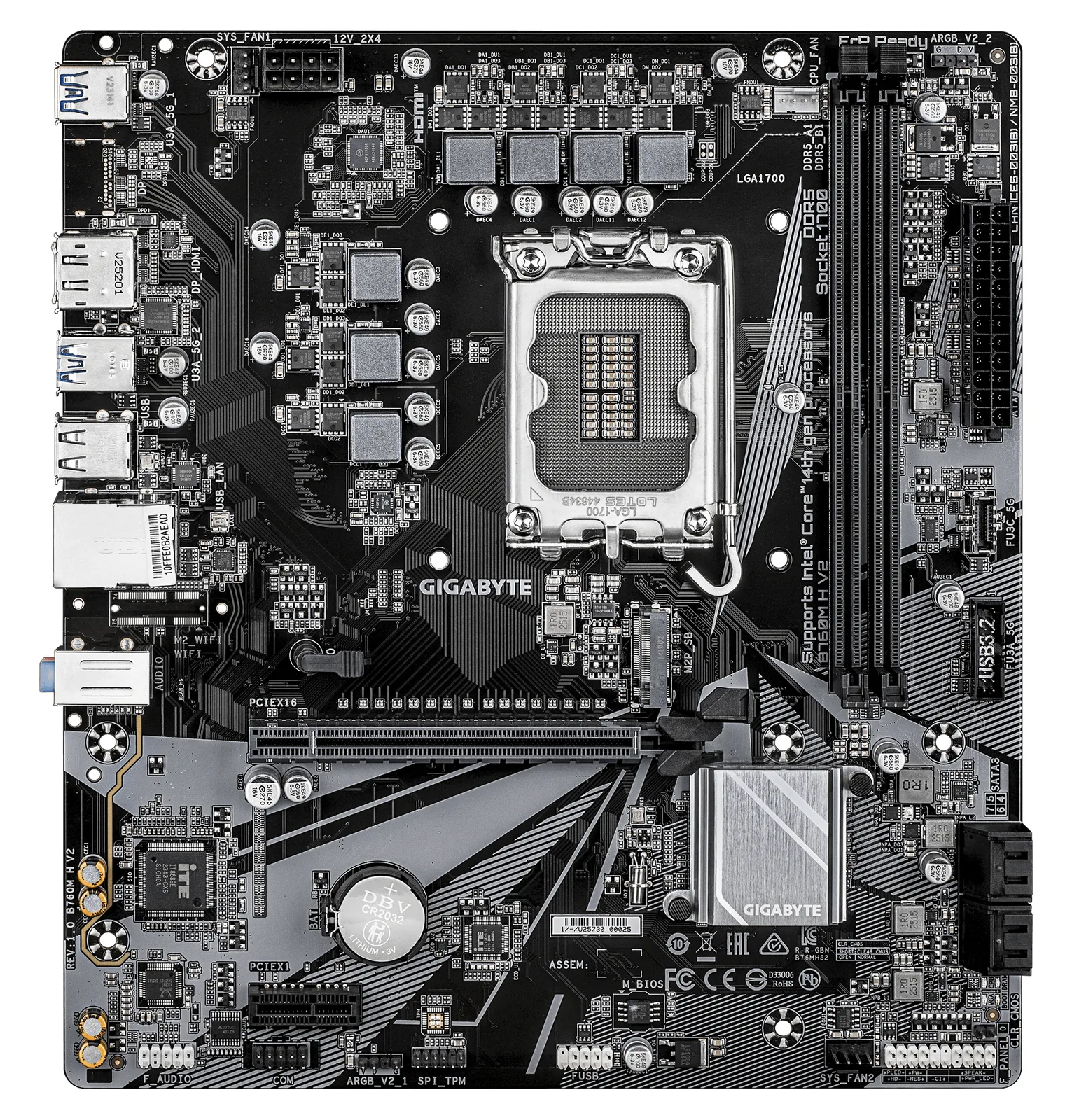 Gigabyte Mainboard GIGABYTE Intel B760 Express LGA1700 Micro-ATX Memory DDR5 Atminties lizdai 2 B760MHV21.0, Ansicht 2