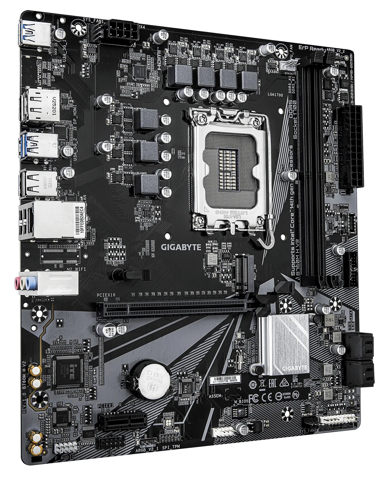 Gigabyte Mainboard GIGABYTE Intel B760 Express LGA1700 Micro-ATX Memory DDR5 Atminties lizdai 2 B760MHV21.0, Ansicht 3