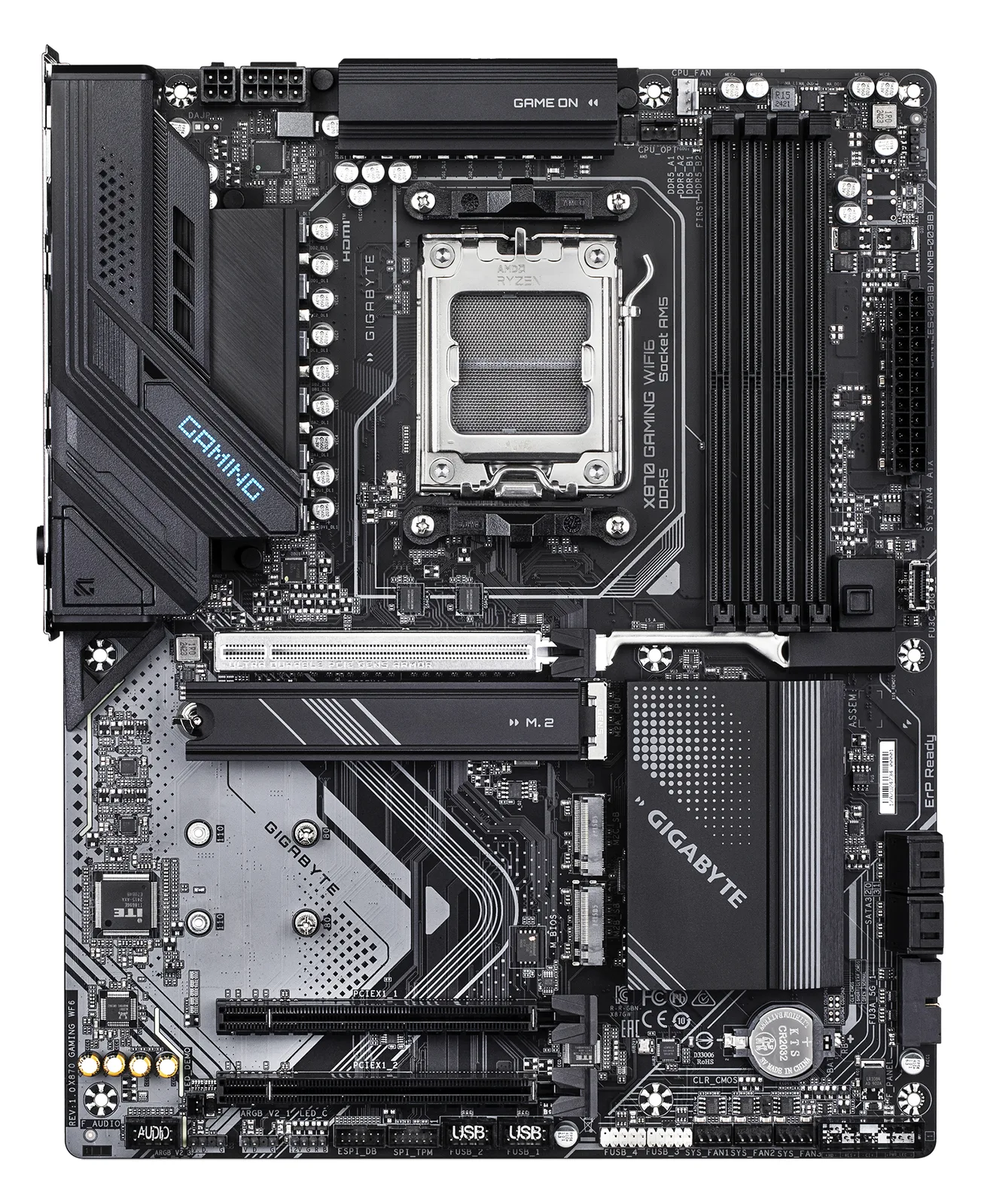 Gigabyte X870 GAMING WIFI6 - Motherboard - ATX - Socket AM5 - AMD X870 Chipsatz - USB4, USB 3.2 Gen 2, USB 3.2 Gen 1, Ansicht 2