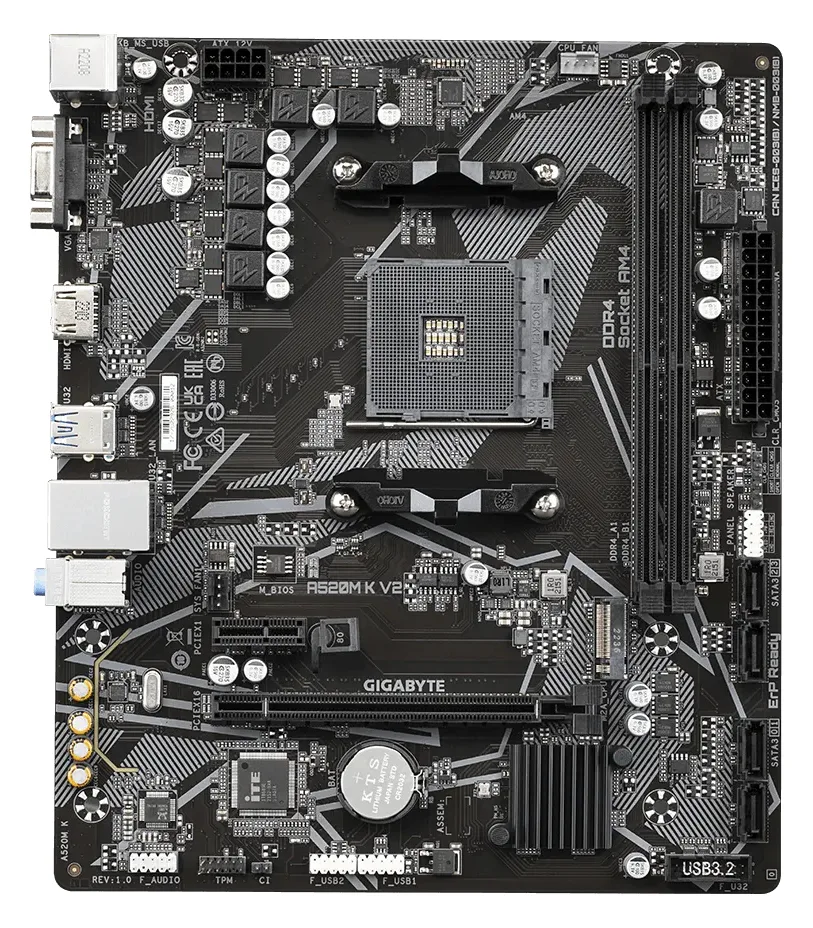 Gigabyte A520M K V2 - 1.0 - Motherboard - micro ATX - Socket AM4 - AMD A520 Chipsatz, Ansicht 4