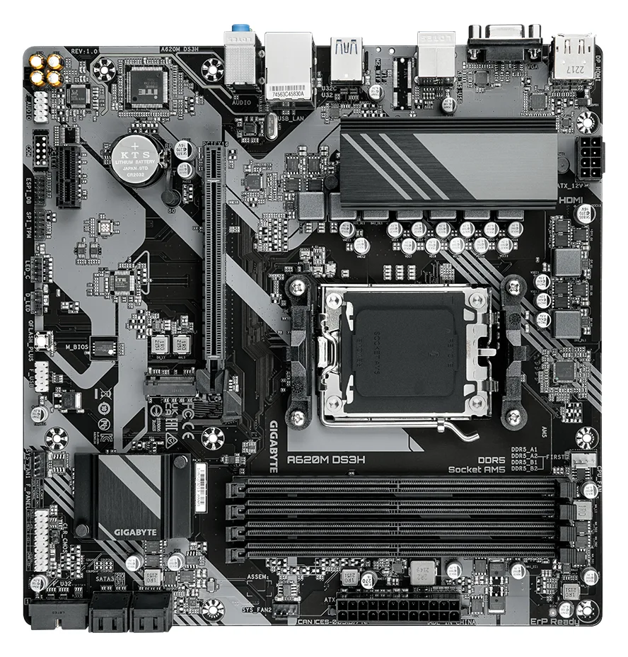 Gigabyte A620M DS3H - 1.0 - Motherboard - micro ATX - Socket AM5 - AMD A620 Chipsatz, Ansicht 2