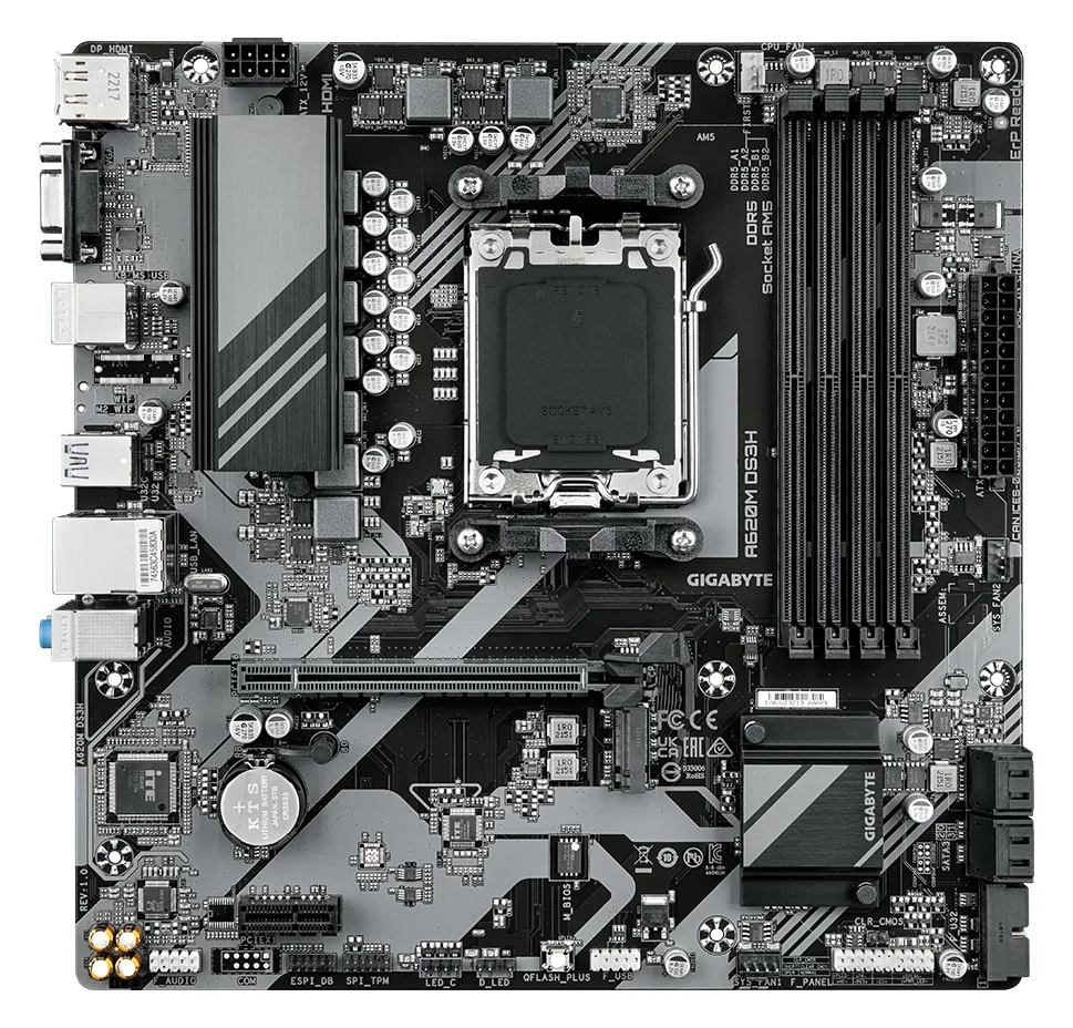 Gigabyte A620M DS3H - 1.0 - Motherboard - micro ATX - Socket AM5 - AMD A620 Chipsatz, Ansicht 3