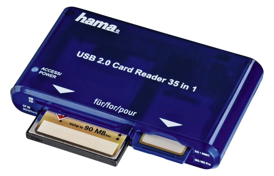 Hama USB 2.0 30 in 1 CardReaderWriter - Kartenleser - 35-in-1 (CF I, CF II, MS, MS PRO, Microdrive, MMC, SD, MS Duo...), Ansicht 3