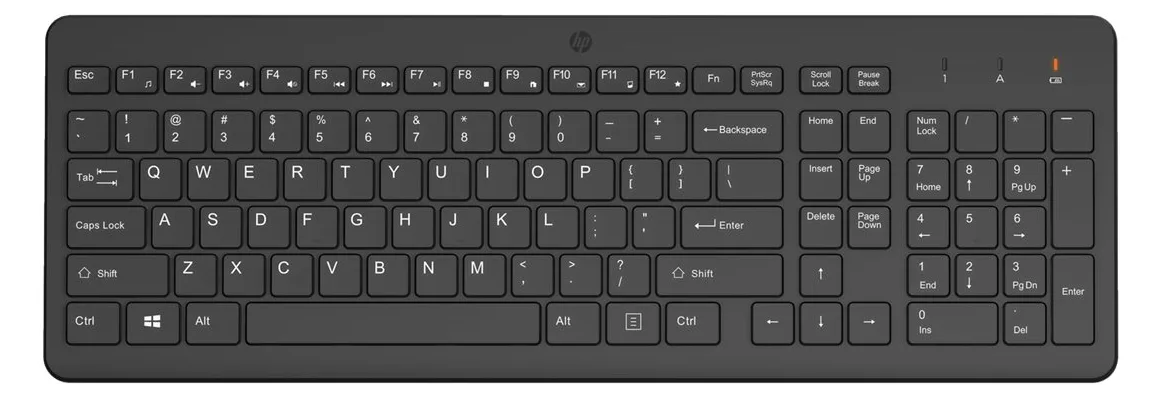 HP 220 Wireless-Tastatur - Volle Größe (100%) - Kabellos - RF Wireless - Membran Key Switch - Schwarz - TL: UK, QWERTY, Ansicht 3