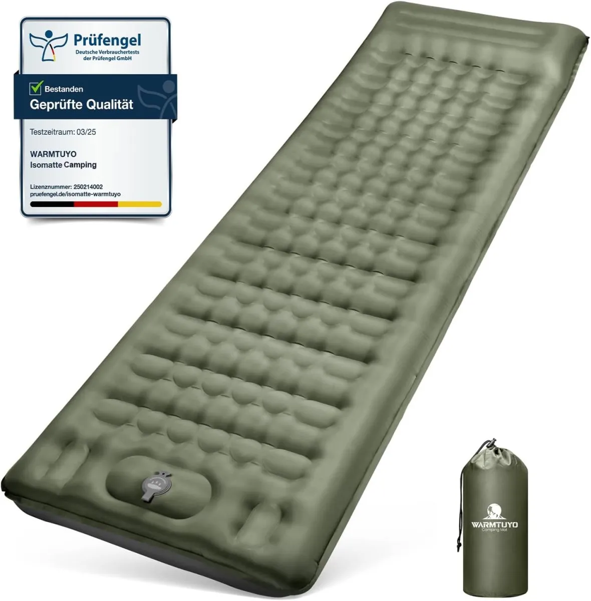 Isomatte Camping, 12CM Verdicktes Aufblasbare Matratze Kleines Packmaß, Wasserdicht Luftmatratze Outdoor mit Fußpressepumpe und Kissen, Anti-Ripstop Schlafmatte für Wandern und Strand