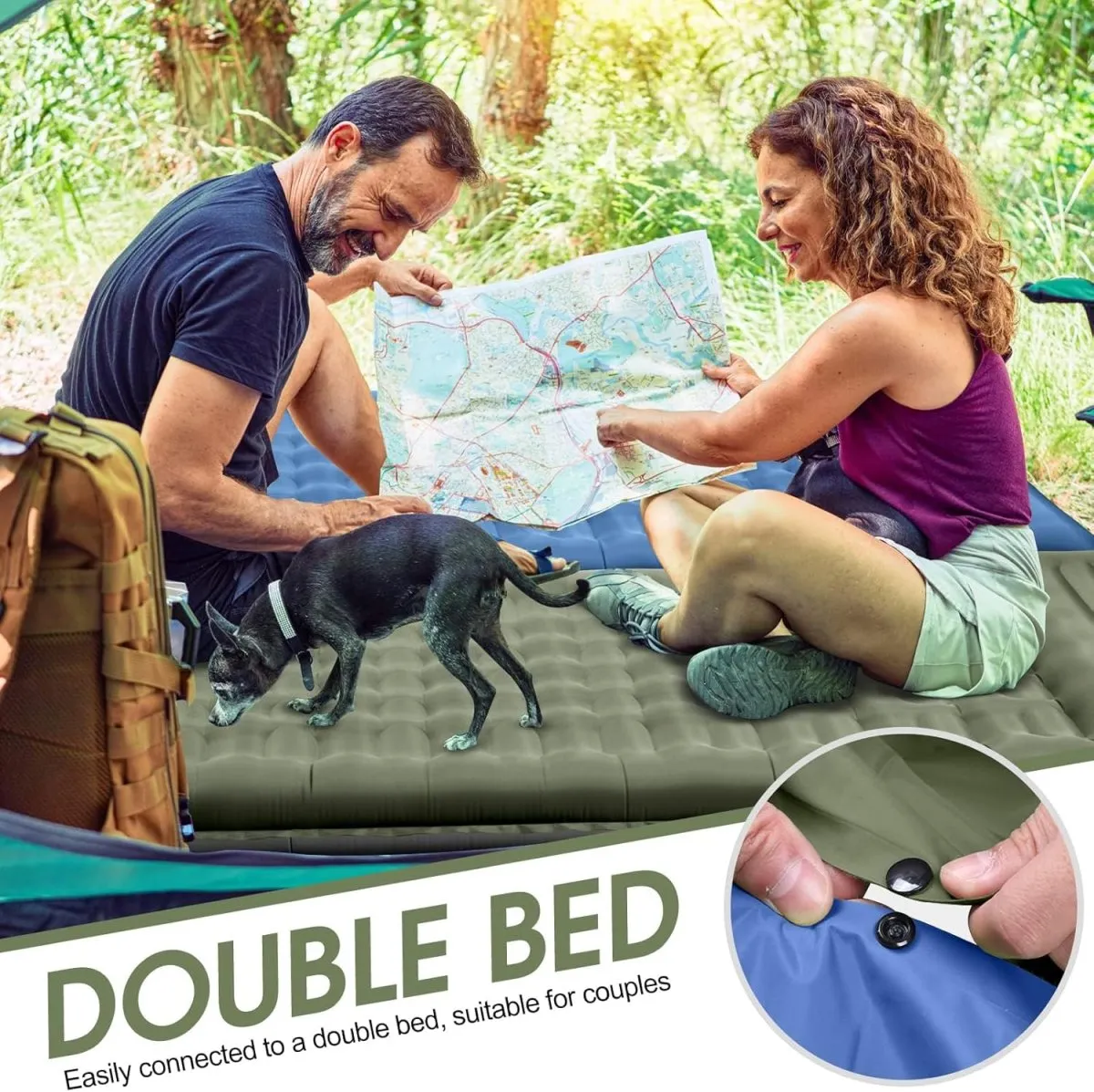 Isomatte Camping, 12CM Verdicktes Aufblasbare Matratze Kleines Packmaß, Wasserdicht Luftmatratze Outdoor mit Fußpressepumpe und Kissen, Anti-Ripstop Schlafmatte für Wandern und Strand — Bild 6