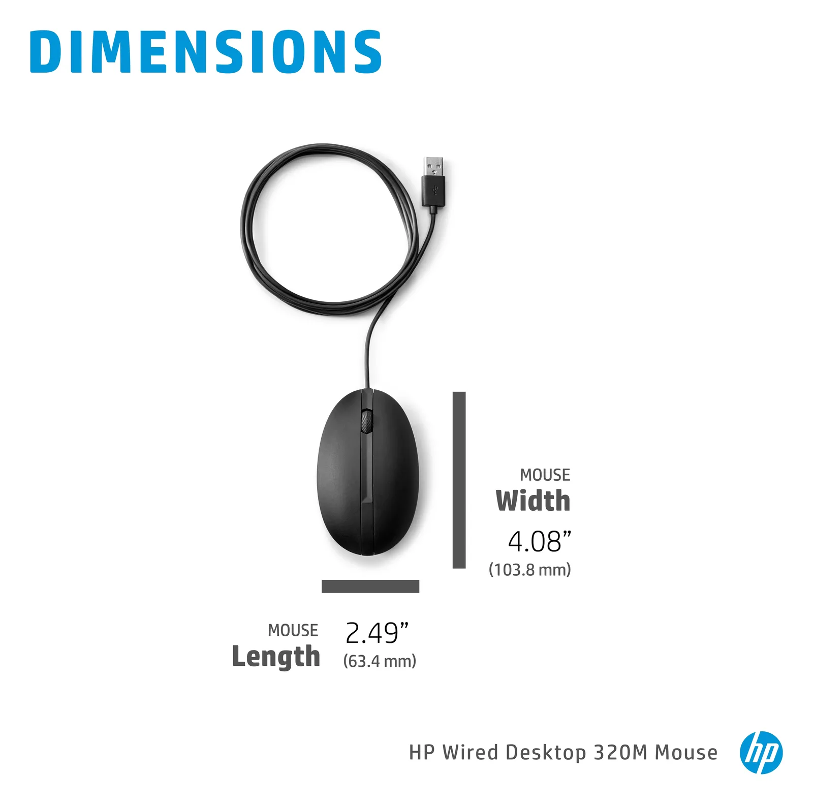HP Desktop 320M - Maus - 3 Tasten - kabelgebunden, Ansicht 2